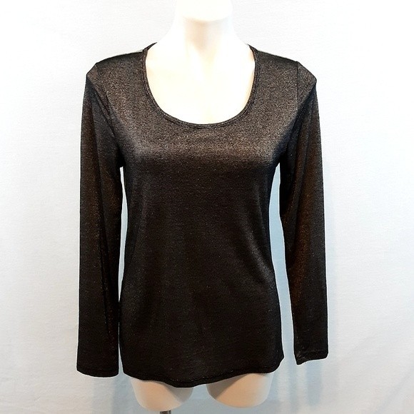 New Faded Glory Metallic Gray Scoop Neck Long Sleeves Top Small - Picture 1 of 4